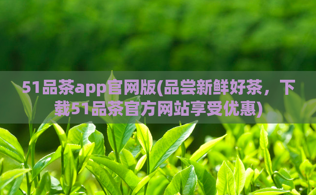 51品茶app官网版(品尝新鲜好茶，下载51品茶官方网站享受优惠)